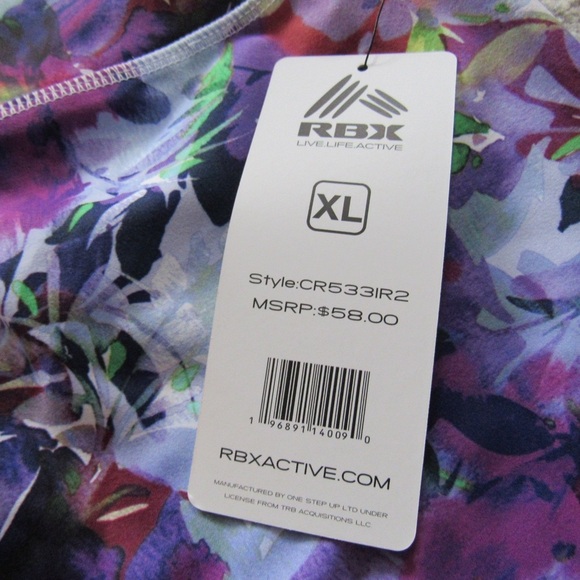 RBX Womens Purple Floral Active Shorts XL Gym Athletic Workout Activewear - Picture 8 of 9